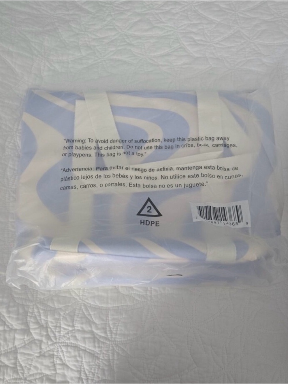 Canvas cooler Tote Bag in Light Blue and White - Casual Shoulder Tote - Picture 2 of 2